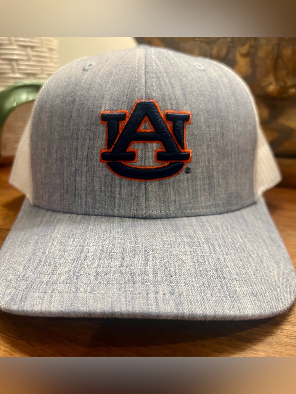 The Game, washed denim look with navy  and Orange Embroidered Trucker Hat